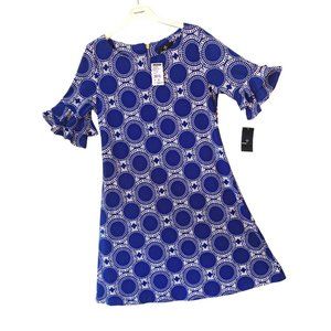 Ronni Nicole Cobalt & White Textured Pattern Print Dress Size M NWT